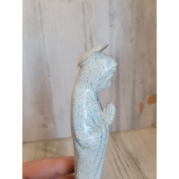 Ceramic blue speckled mother Mary religious statue - Picture 5 of 10